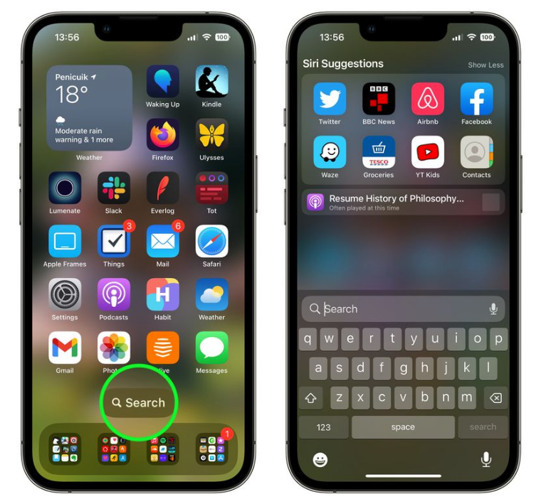 北安苹果手机维修分享升级到 iOS 16 后，如何删除主屏幕上的搜索按钮 