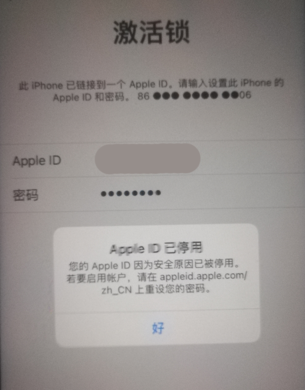 北安苹果手机维修分享iPhone 12 出现提示“Apple ID 已停用”怎么办 